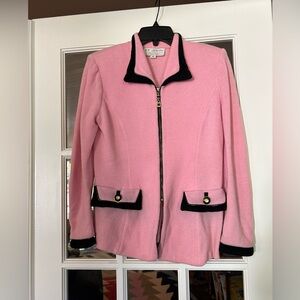 St. John classic zip jacket size 4 pink/black